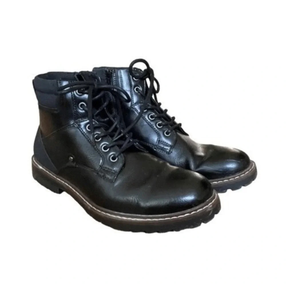 Sonoma‎ Goods For Life Garner Boots Black Faux Leather Lug Sole 8.5